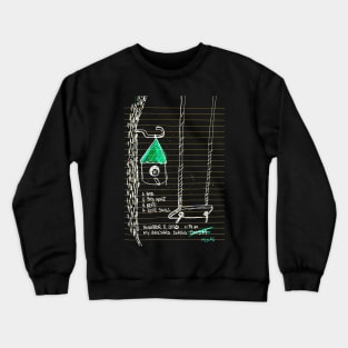 Birdhouse Rope Swing Doodle White Crewneck Sweatshirt